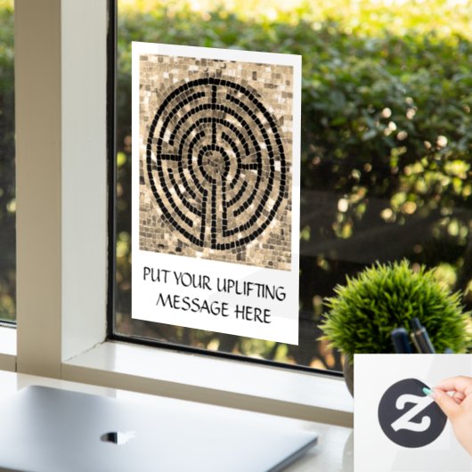 Autocollant Pour Fenêtre LABYRINTH V 8x11 Clôture de fenêtre +Texte (Bureau)