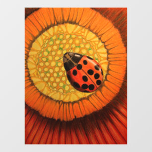 Autocollant Pour Fenêtre Lady Bug Sur Fleur Rouge