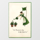 Autocollant Pour Fenêtre Lady Watering Shamrocks Clouage de fenêtre (Feuille)