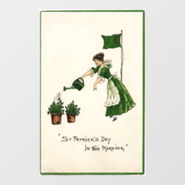 Autocollant Pour Fenêtre Lady Watering Shamrocks Clouage de fenêtre