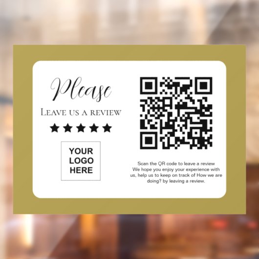 Autocollant Pour Fenêtre Laissez-nous un avis QR code Gold (Feuille 2)