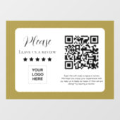 Autocollant Pour Fenêtre Laissez-nous un avis QR code Gold (Feuille)