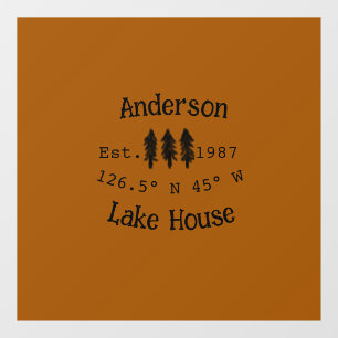 Autocollant Pour Fenêtre Lake house et. Date année coordonnées personnalisé