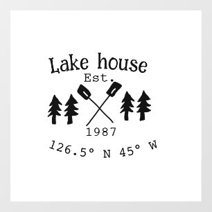 Autocollant Pour Fenêtre Lake house et. Date année coordonnées personnalisé