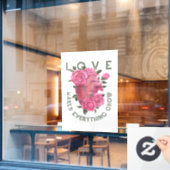 Autocollant Pour Fenêtre L'amour fait tout grandir - Art Floral Romantique (Fenêtre de café)