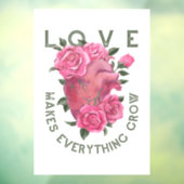 Autocollant Pour Fenêtre L'amour fait tout grandir - Art Floral Romantique (Feuille 3)