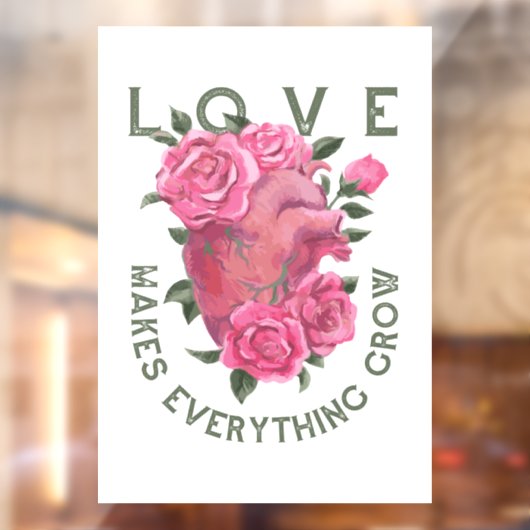 Autocollant Pour Fenêtre L'amour fait tout grandir - Art Floral Romantique (Feuille 2)