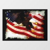 Autocollant Pour Fenêtre Landing Bald Eagles & U.S. Flag Patriotic (Feuille)