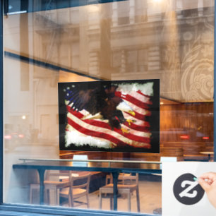 Autocollant Pour Fenêtre Landing Bald Eagles & U.S. Flag Patriotic