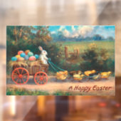 Autocollant Pour Fenêtre Lapin Avec Oeufs Wagon Clouer La Fenêtre (Feuille 2)