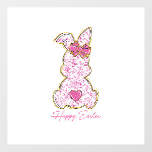 Autocollant Pour Fenêtre Lapin de Pâques Joyeux Filles Femmes Rose Floral 