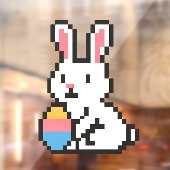 Autocollant Pour Fenêtre lapin de Pâques mignon 8 bits (Feuille 2)