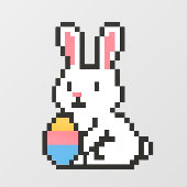 Autocollant Pour Fenêtre lapin de Pâques mignon 8 bits (Feuille)
