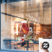 Autocollant Pour Fenêtre LARGE - Temps le plus merveilleux, Noël chaud aujo (Fenêtre de café)