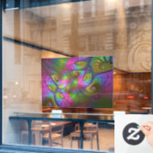 Autocollant Pour Fenêtre L'Art Fractal Abstrait, Lumineux Et Coloré (Fenêtre de café)