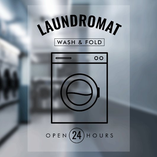 Autocollant Pour Fenêtre Laundromat 24/7 Wash & Fold Service Marketing