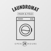 Autocollant Pour Fenêtre Laundromat 24/7 Wash & Fold Service Marketing (Feuille)