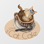 Autocollant Pour Fenêtre Le Café Café Cosy Cat (Feuille)