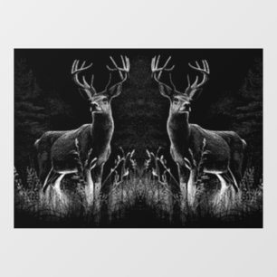 Autocollant Pour Fenêtre Le cerf majestueux en pleine nature - Art noir et 
