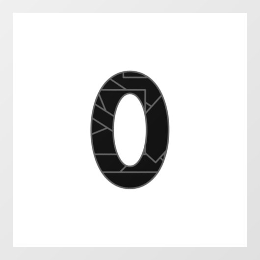 Autocollant Pour Fenêtre Le nombre zéro (0) en noir (Feuille)