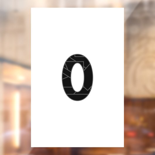 Autocollant Pour Fenêtre Le nombre zéro (0) en noir (Feuille 2)