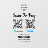 Autocollant Pour Fenêtre Lecteur de paiement QR Code pour payer Venmo Cash  (Feuille)