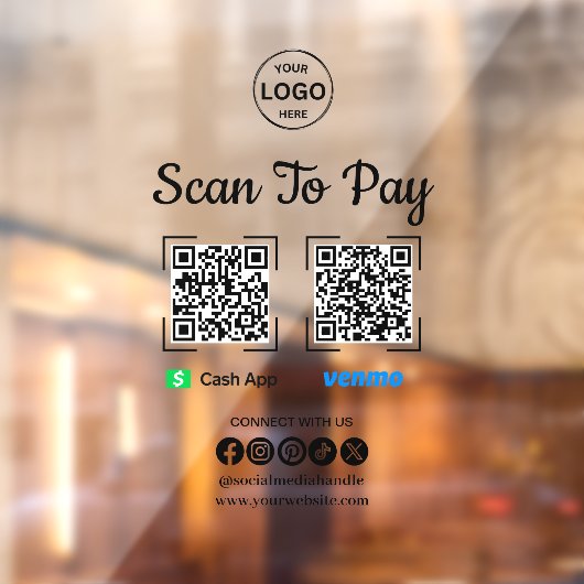 Autocollant Pour Fenêtre Lecteur de paiement QR Code pour payer Venmo Cash  (Feuille 2)