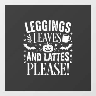 Autocollant Pour Fenêtre Leggings Halloween Feuilles et Lattés Café d'autom