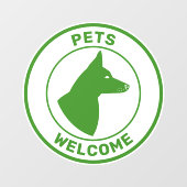 Autocollant Pour Fenêtre Les Animaux Verts Accueillent Et Chien Avec Des Or (Feuille)