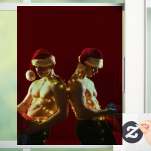 Autocollant Pour Fenêtre Les hommes torse nu de SlipperyJoe, Noël