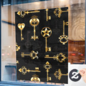 Autocollant Pour Fenêtre Les Patters de Seamless avec Golden Keys (Fenêtre de café)
