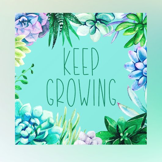 Autocollant Pour Fenêtre Les succulents continuent de grandir Aqua vert et