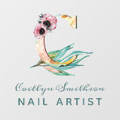 Autocollant Pour Fenêtre LETTRE C Florale Personnalisée Aquarelle Monogramm (Feuille)