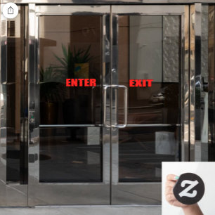 Autocollant Pour Fenêtre Lettres rouges Entrée Sortie Boutique Porte d'affa