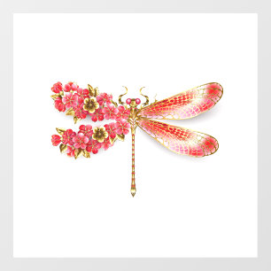 Autocollant Pour Fenêtre libellule de fleurs avec sakura de bijoux