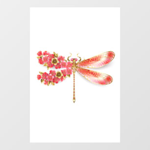 Autocollant Pour Fenêtre libellule de fleurs avec sakura de bijoux