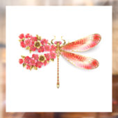 Autocollant Pour Fenêtre libellule de fleurs avec sakura de bijoux (Feuille 2)