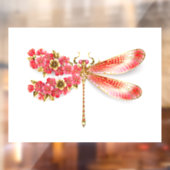 Autocollant Pour Fenêtre libellule de fleurs avec sakura de bijoux (Feuille 2)