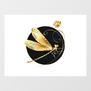 Autocollant Pour Fenêtre libellule d'or en cercle noir
