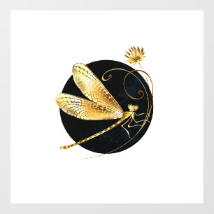 Autocollant Pour Fenêtre libellule d'or en cercle noir