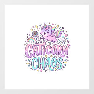 Autocollant Pour Fenêtre Licorne Caticorne Chaos Mignon Pastel Graphisme de