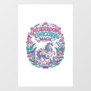 Autocollant Pour Fenêtre Licorne Champignon Licorne Magie Coloré POD Artwor