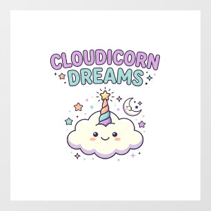 Autocollant Pour Fenêtre Licorne Cloudicorn Rêves Tendance Graphique Tee De