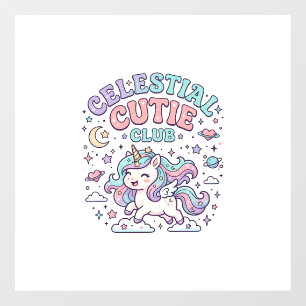 Autocollant Pour Fenêtre Licorne Club Céleste Mignon Rétro Produit G