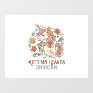 Autocollant Pour Fenêtre Licorne Feuilles D'automne Licorne Graphisme Merch