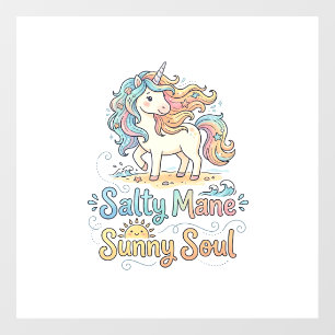 Autocollant Pour Fenêtre Licorne Salée Crinière Âme Ensoleillée Conception