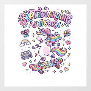 Autocollant Pour Fenêtre Licorne Skateboarding Licorne Typographie Gras T-S