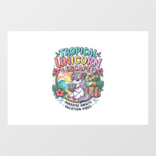 Autocollant Pour Fenêtre Licorne Tropical Licorne Évasion POD Prêt POD Artw