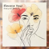 Autocollant Pour Fenêtre Ligne d'art minimale Fleurs de visage Beauté Logo  (Feuille 2)