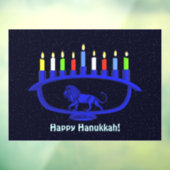 Autocollant Pour Fenêtre Lion bleu Menorah (Feuille 3)